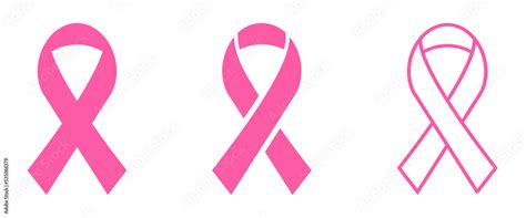 Pink awareness ribbon icons. Vector illustration isolated on white ...