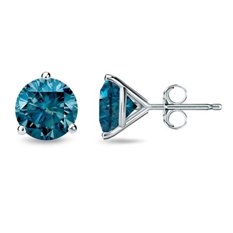 Fancy Blue Diamond Stud Earrings, Teal Blue, .37ctw (only $759)