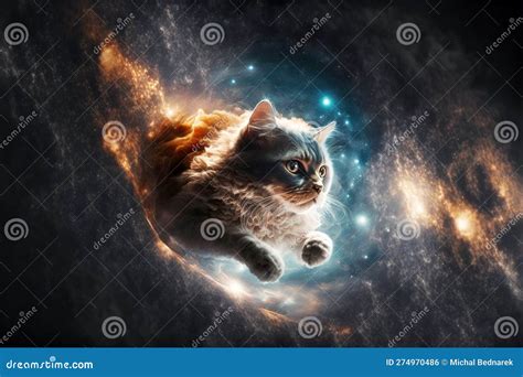 Funny Cat Astronaut in Outer Space. Generative AI Stock Illustration ...