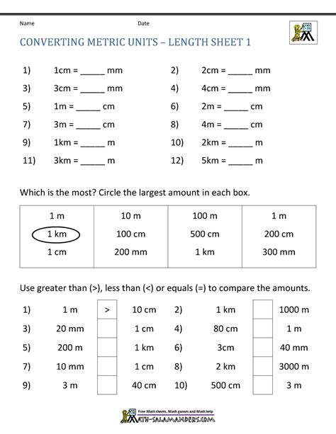 Metric Conversion Worksheet