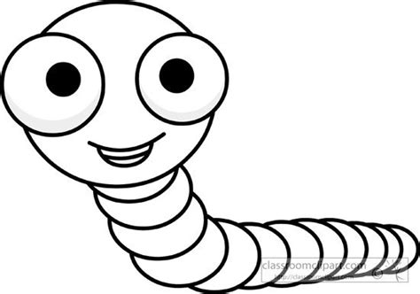 Animals : cute_big_eyed_worm_outline_11 | Animal clipart free, Animal ...