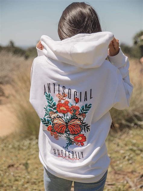 Antisocial Butterfly Hoodie | Hoodies, Hoodie print ideas, Hoodie ...