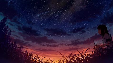 Anime Starry Night Sky Wallpaper