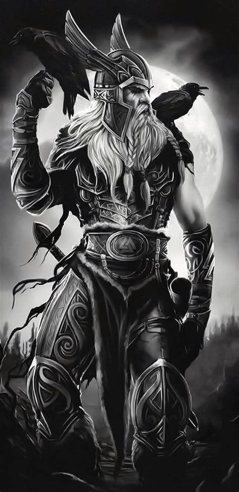 Odin and his ravens, god, man, myth, norse god, note 8, warrior, HD ...