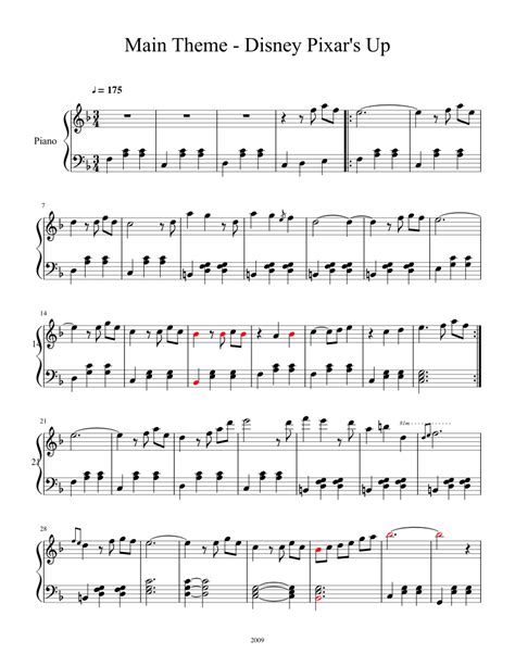 Print and download in PDF or MIDI Main Theme - Disney Pixar's Up. Free ...