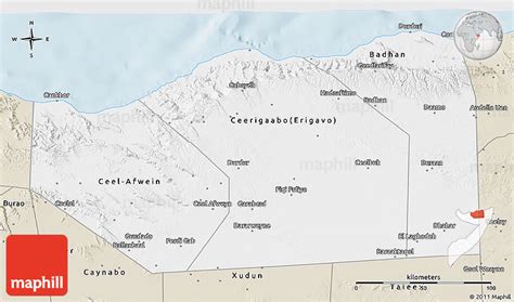 Classic Style 3D Map of Sanaag