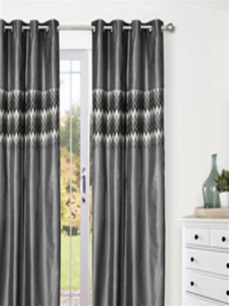 Buy BOMBAY DYEING Grey Patterned Single Door Curtain - Curtains And ...