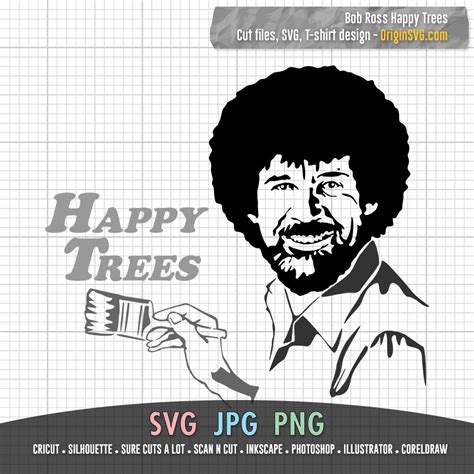 Bob Ross Happy Trees SVG Silhouette – Origin SVG Art