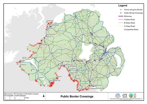 Public border crossings between Northern Ireland and the Republic of ...