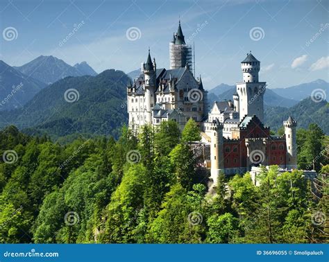 Neuschwanstein Castle In Bavarian Alps, Germany Royalty Free Stock ...