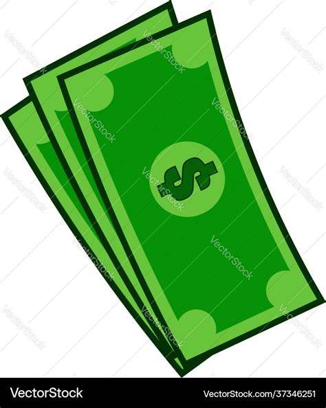 Cartoon green bill dollar money Royalty Free Vector Image