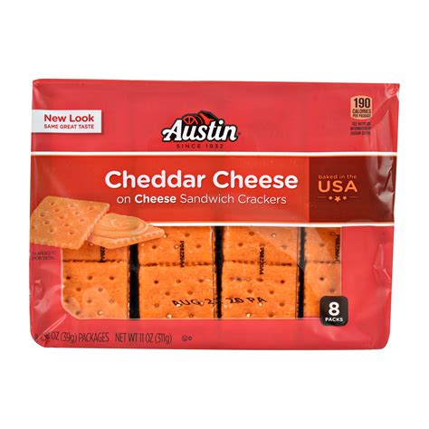 Austin Sandwich Crackers, Cheddar Cheese on Cheese Crackers, 11 Oz, 8 ...