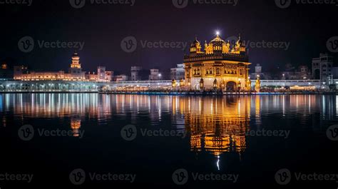 Night view of Golden Temple - Harmandir Sahib. Generative AI 32975648 ...