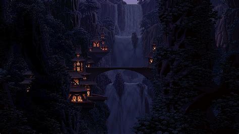 HD wallpaper: 1920x1080 px bridge digital art fantasy Art Pixel Art ...