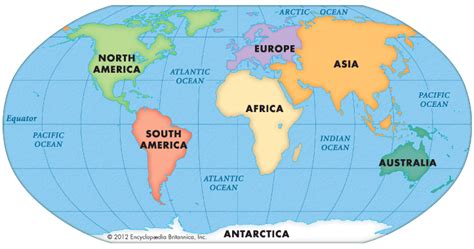 7 Continents And 4 Oceans Map - Tourist Map Of English