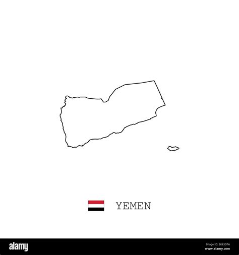 Yemen vector map outline, line, linear. Yemen black map on white ...