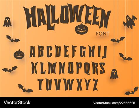 Halloween font original typeface scary creepy Vector Image