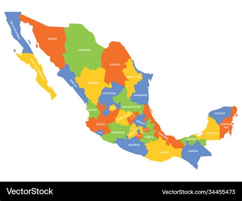 States mexico map Royalty Free Vector Image - VectorStock