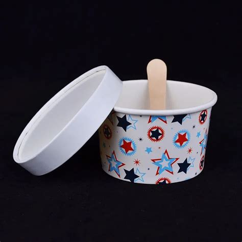 12 Oz Ice Cream Paper Cup With Clear Lid Five Pointed Star - Buy Ice ...