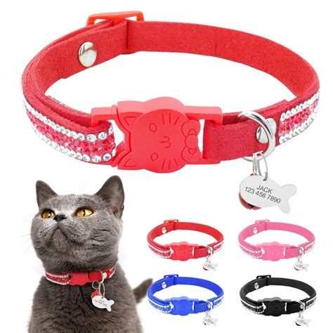 Quick Release Custom Cat Collar Engraved Name Tag Bell Collar ...