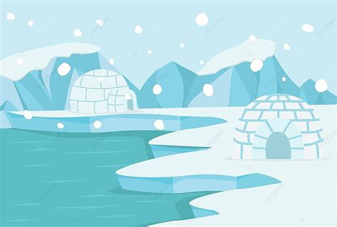 North Pole Arctic Landscape Vector Melting Cartoon Scenery Vector ...