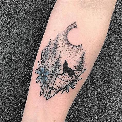 Black and Blue Wolf during Full Moon Tattoo Designs 2018-2019 | Wolf ...