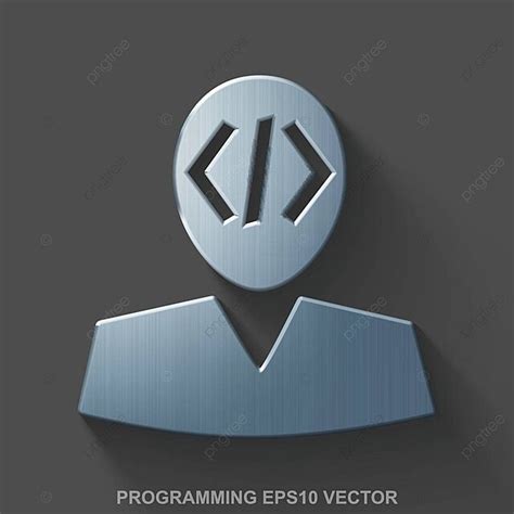 Polished Steel Programmer Icon In Flat Metallic 3d Design On Gray ...