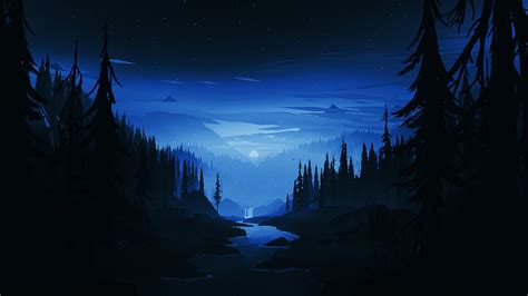 Download wallpaper 1920x1080 dark night, river, forest, minimal, art ...