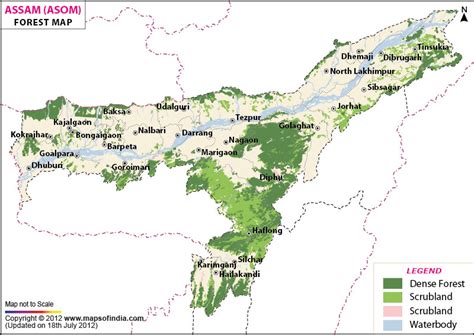 Physical Map Of Assam State - China Map Tourist Destinations