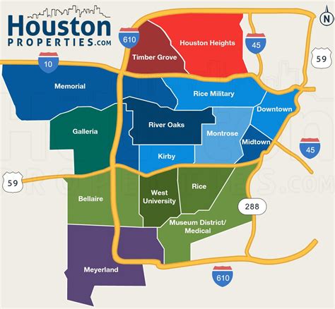 Houston neighborhood map - Map of Houston neighborhoods (Texas - USA)