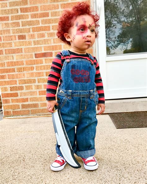 Homemade chucky costume.