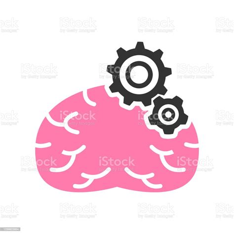 Brain And Gears Flat Design Illustration A Vector Illustration Of ...