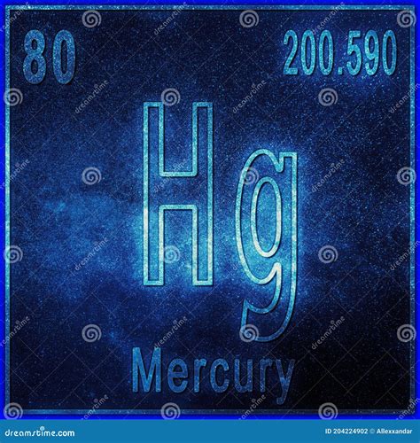 Mercury Chemical Element, Sign with Atomic Number and Atomic Weight ...