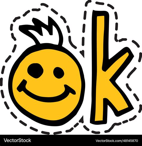 Okay sticker with smile emoji ok icon Royalty Free Vector