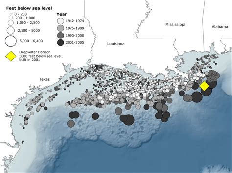 Location of Oil Rigs in the Gulf of Mexico