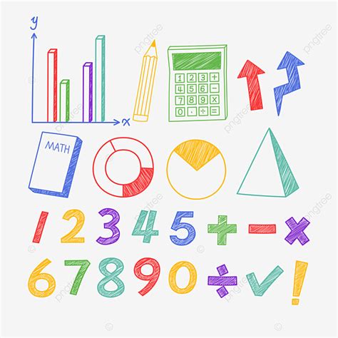 Gambar Simbol Matematika Sekolah Warna Menggambar Bahan Doodle Gambar ...