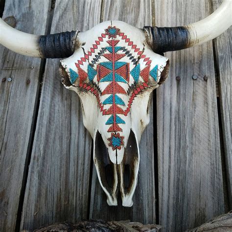 Cow skull, longhorn, decorated skull, taxidermy, skull decor, longhorn ...