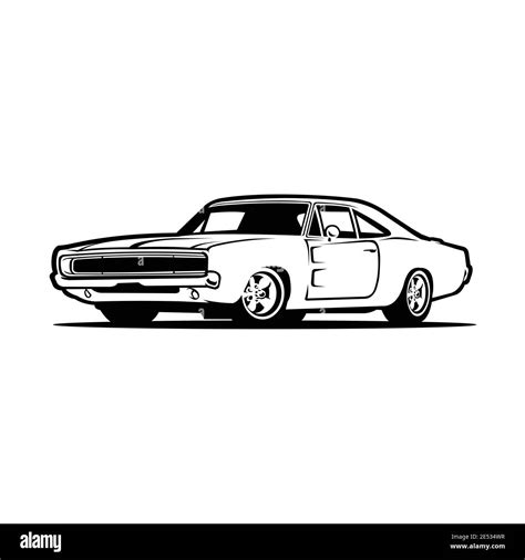 American muscle car vector isolated from side view illustration Stock ...