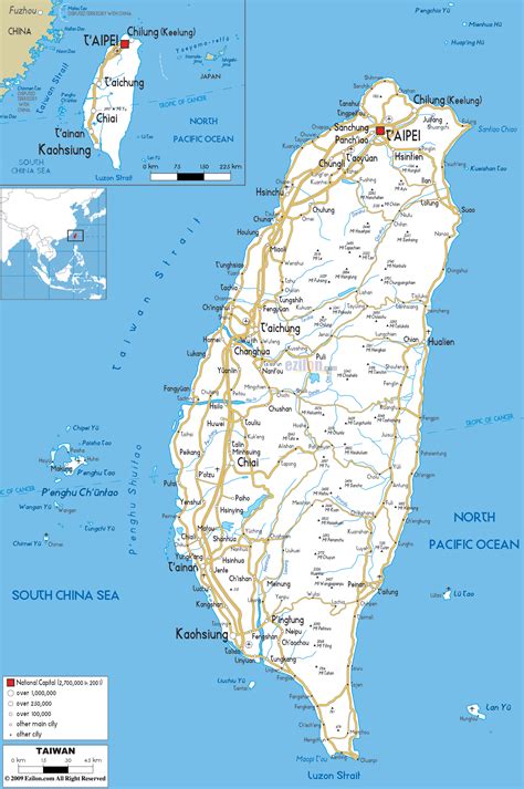 Detailed Clear Large Road Map of Taiwan - Ezilon Maps