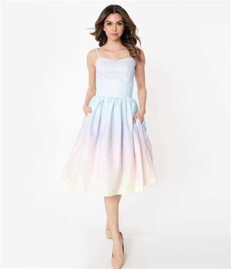 Pastel Rainbow Ombre Ray Swing Dress in 2020 | Rainbow dress, Unique ...