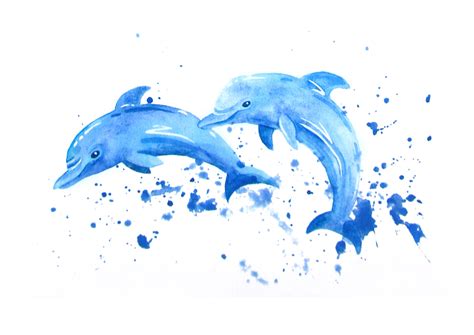 Blue dolphins in a spray of water painting House wall decor Marine ...