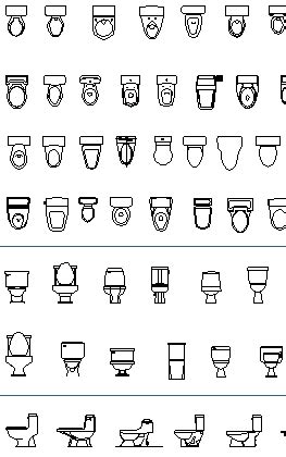 Bathroom CAD Blocks: Toilets in plan and elevation view