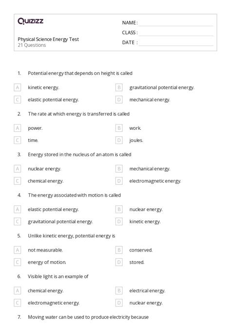 50+ Physical Science worksheets for 8th Grade on Quizizz | Free & Printable