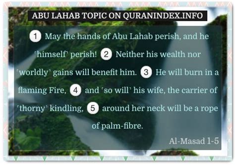 Search Abu Lahab Topic in Quran Surahs, Verses and Islam | Quran Index ...