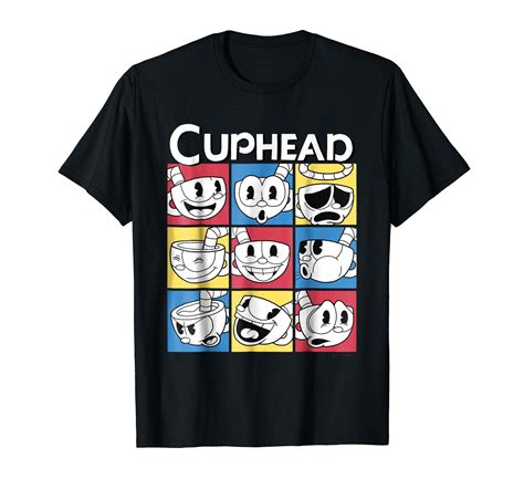 Cuphead Nine Squares of Different Emotions Graphic T-Shirt-4LVS ...