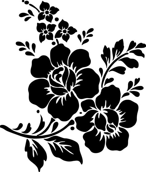 Black And White Flower Vector at Vectorified.com | Collection of Black ...