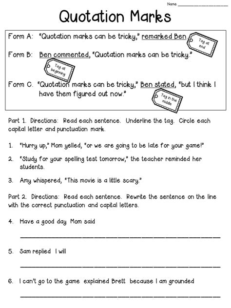 Quotation Marks Worksheets - WorksheetsCity