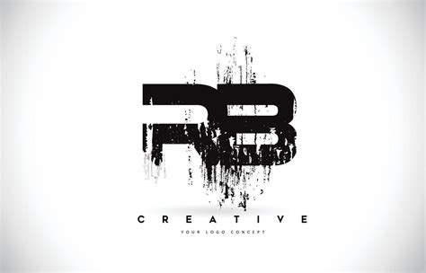 RB R B Grunge Brush Letter Logo Design in Black Colors Vector ...