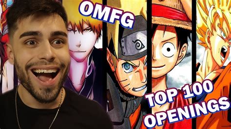 TOP 100 ANIME OPENINGS REACTION - YouTube