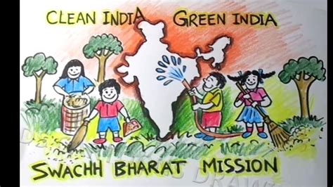 How To Draw Clean India Green India Swachh Bharat Mission Poster ...